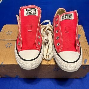 Converse Red Canvas Slip-On Sneakers
